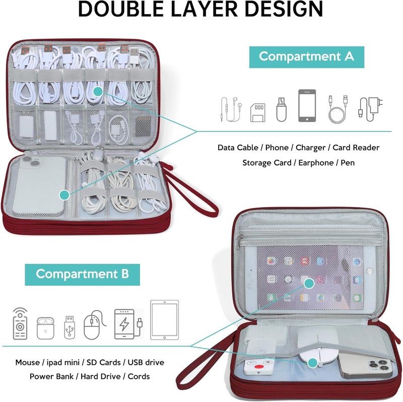 CILLA Electronics Organizer Travel, Travel Cord Organizer Case, Compact Electronics Accessories Bag for Cable, Cord, Charger, Phone - Image 3